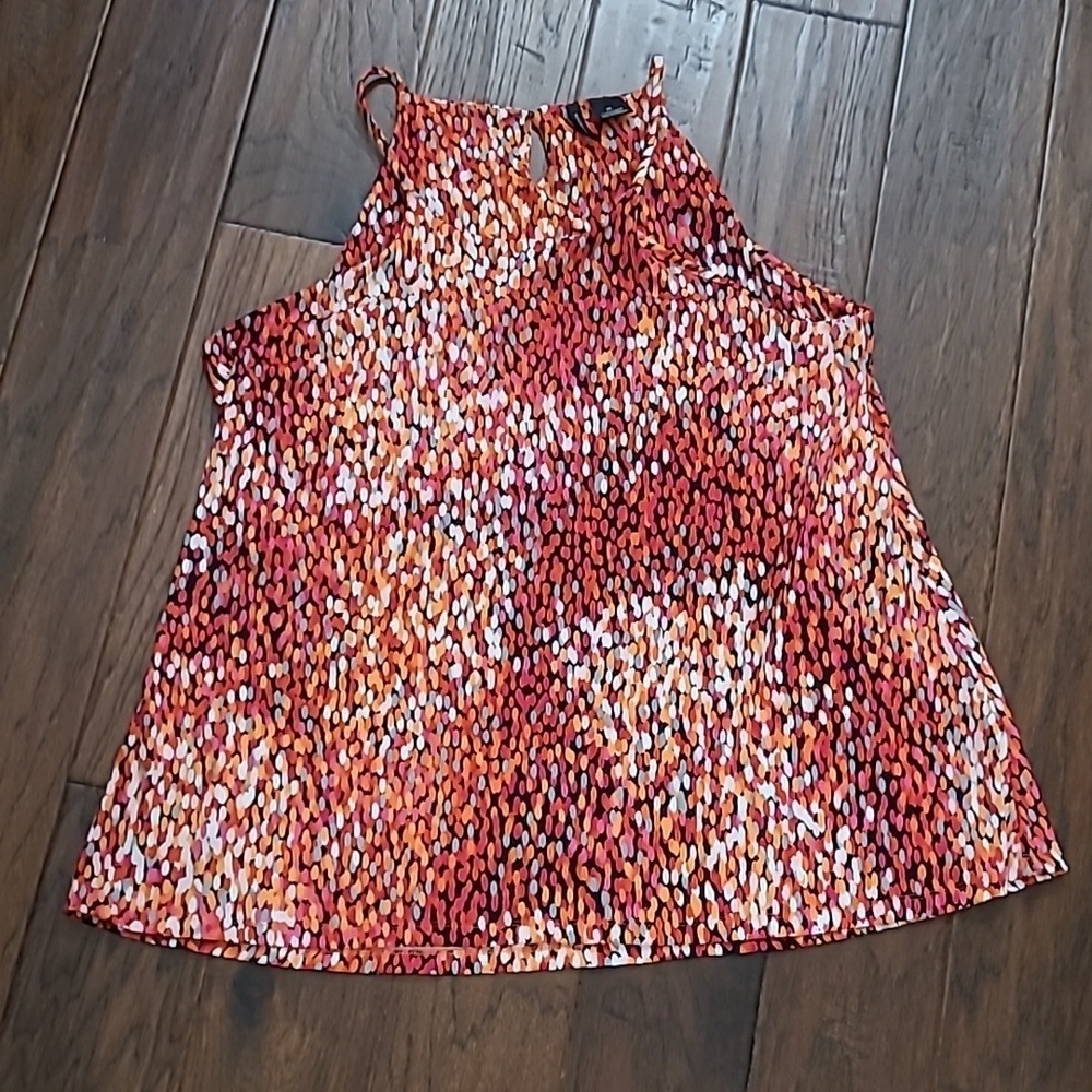 New Directions Multicolor Abstract Spotted Pattern Halter Style Top size XL